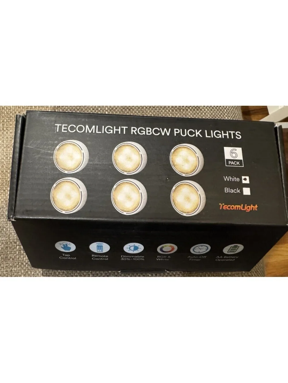 TECOMLIGHT LED Puck Lights  Remote Control, Battery Operated Wireless New